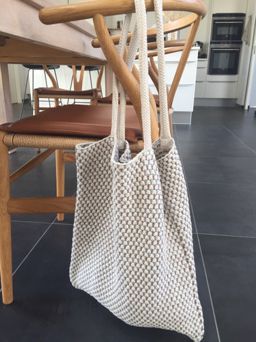 KNITTED SHOPPING BACK - KHAKI - 37X37 CM
