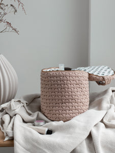 FOTOMODEL - STRIKKET TOILETTASKE - ROSE - 15X17 CM - RUND