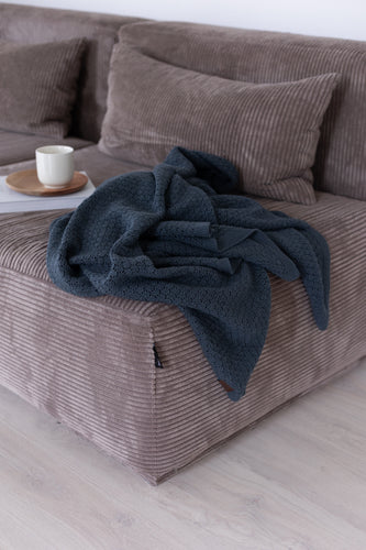 KNITTED PLAID - CRYSTAL - DARK GRAY - 140x160CM