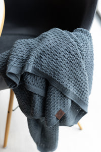 KNITTED PLAID - CRYSTAL - DARK GRAY - 140x160CM