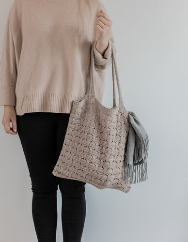 KNITTED SHOPPING BACK - IRON/PINK - 37X37 CM