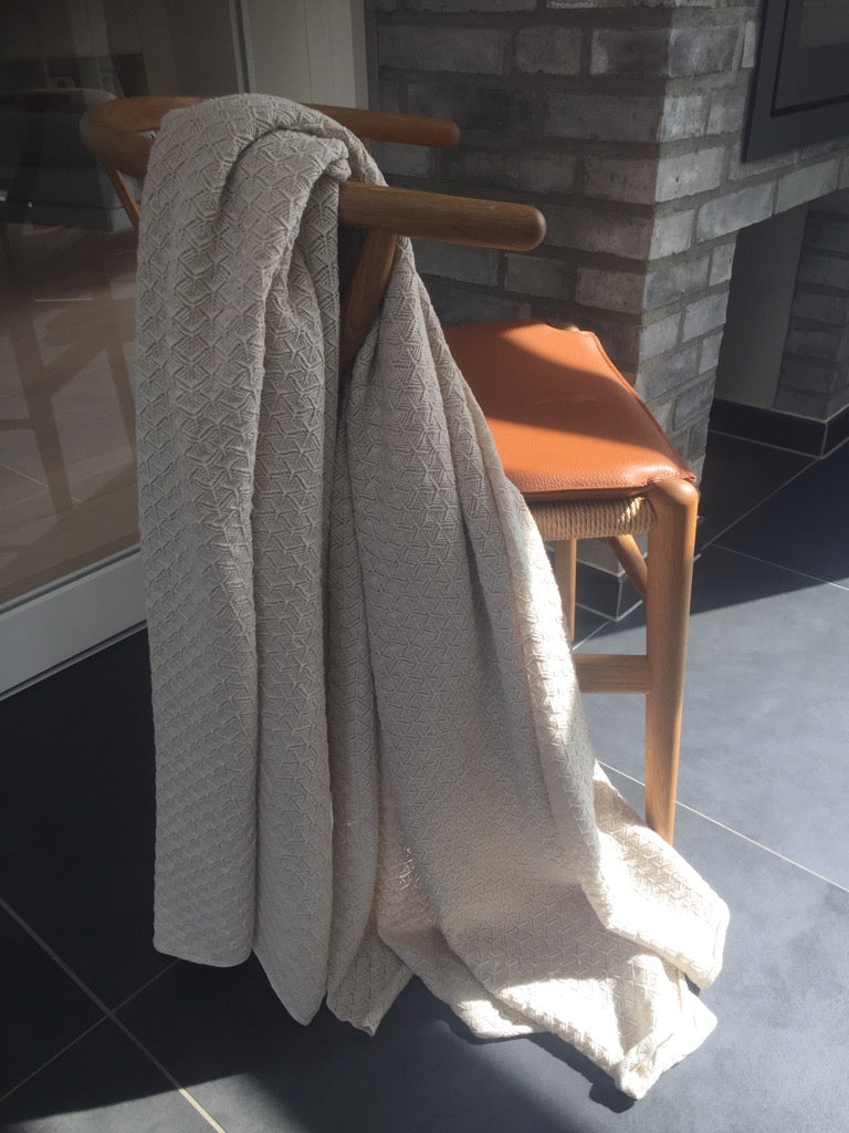 VAREPRØVE - STRIKKET PLAID 140X160CM - BEIGE