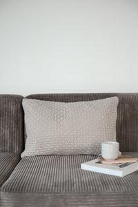 RETURN ITEM - KNITTED CUSHION 60X40CM - WITH GRAY MELANGE - LEATHER