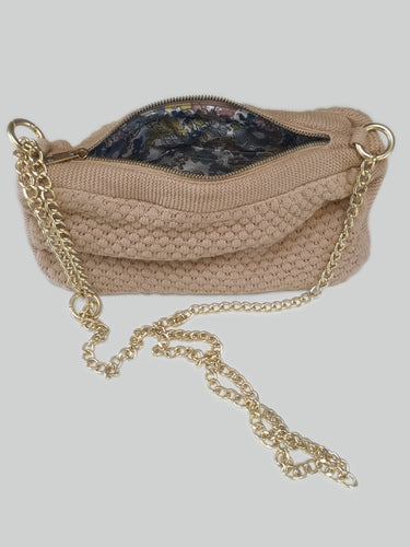 LIMITED EDITION - KNITTED CLUTCH - CROSS-BODY CHAIN ​​- 22x11x5CM - KHAKI