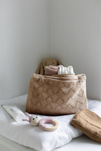 KNITTED TOILET BAG - TOTE - KHAKI - 30X22X11 CM