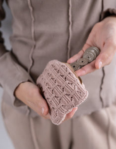 KNITTED PURSE - TOTE - BEIGE - 13X9 CM