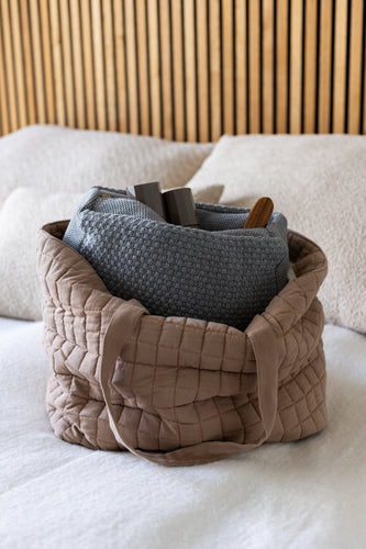 KNITTED TOILET BAG - TOTE - ROSE - 30X22X11 CM - LARGE