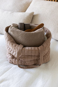KNITTED TOILET BAG - TOTE - ROSE - 30X22X11 CM - LARGE