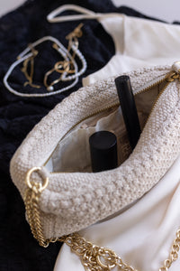LIMITED EDITION - KNIT CLUTCH - CROSS-BODY CHAIN ​​- 22x11x5CM - EARTH BROWNN