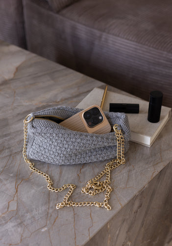 LIMITED EDITION - KNIT CLUTCH - CROSS-BODY CHAIN ​​- 22x11x5CM - EARTH BROWNN
