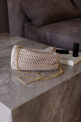LIMITED EDITION - KNIT CLUTCH - CROSS-BODY CHAIN ​​- 22x11x5CM - EARTH BROWNN