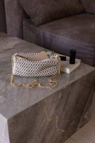 LIMITED EDITION - KNIT CLUTCH - CROSS-BODY CHAIN ​​- 22x11x5CM - EARTH BROWNN