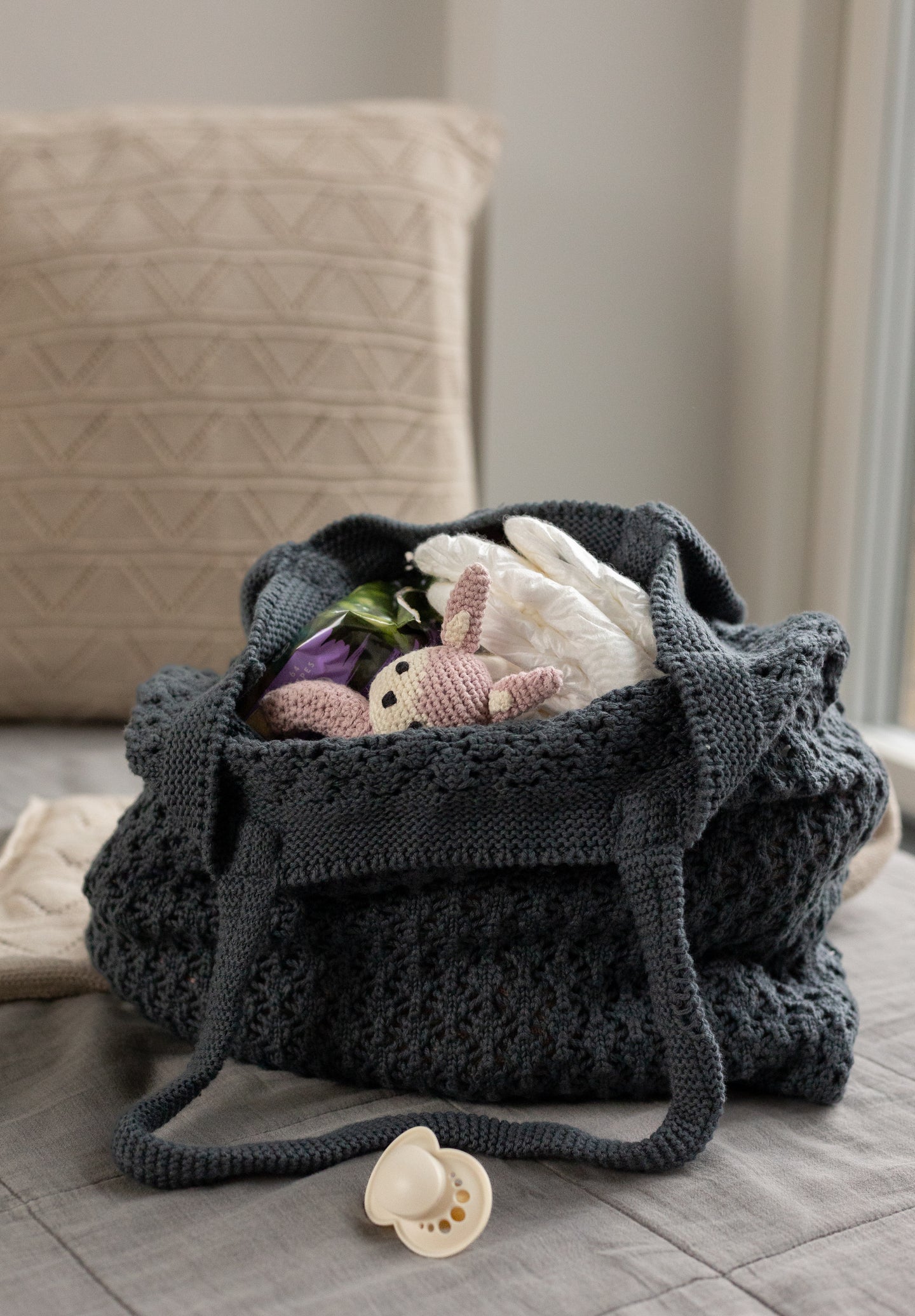 STRIKKET NET - GREY - 37X37 CM