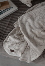 KNITTED PLAID - MOUNTAIN - BEIGE MELANGE - 140x160CM