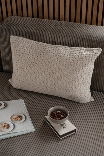 EXHIBITION MODEL - KNIT CUSHION 60X40CM - BEIGE MELANGE - SQUARE