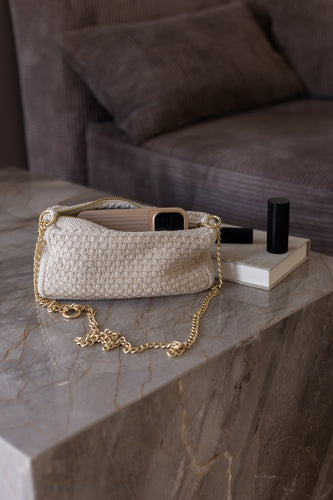 LIMITED EDITION - KNIT CLUTCH - CROSS-BODY CHAIN ​​- 22x11x5CM - EARTH BROWNN