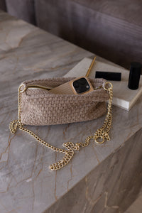 LIMITED EDITION - KNIT CLUTCH - CROSS-BODY CHAIN ​​- 22x11x5CM - EARTH BROWNN