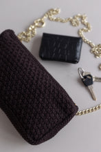 NYHED - STRIKKET CLUTCH - CROSS-BODY-KÆDE - CHOCLATE - 22X11X5CM