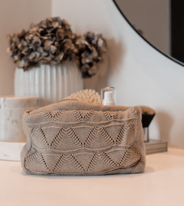 KNITTED CLUTCH - TOTE - IRON/ROSE - 22X11X5 CM