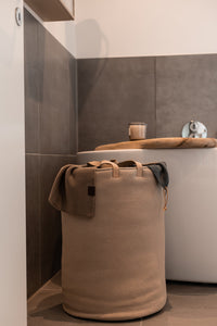 STRIKKET ALL ROUND KURV - KHAKI - 55X38 CM (VAREPRØVE)