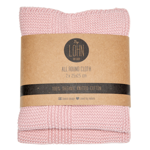 NEW COLOR - KNITTED ALL ROUND CLOTH - ROSE - 25x25 CM (2 PCS)
