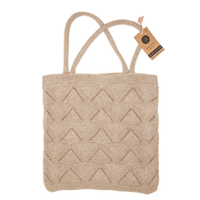 1 STYK - STRIKKET SHOPPING BAG - KHAKI - 37X37 CM