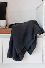 KNITTED PLAID - DARK GRAY MELANGE - 140x160CM