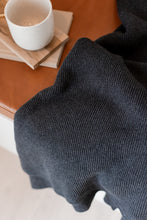 KNITTED PLAID - DARK GRAY MELANGE - 140x160CM