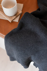 KNITTED PLAID - DARK GRAY MELANGE - 140x160CM