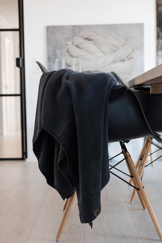 KNITTED PLAID - DARK GRAY MELANGE - 140x160CM