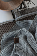 STRIKKET PLAID -  MEDIUM GREY MELANGE - 140x160CM