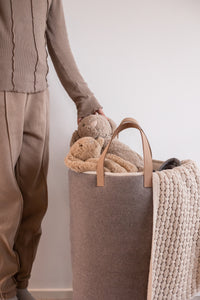 KNITTED STORAGE BASKET - NATURAL - 55X38 CM