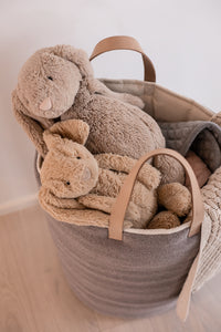 KNITTED STORAGE BASKET - NATURAL - 30x30 CM