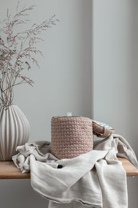 KNITTED TOILET BAG - ROUND - ROSE - 15X17 CM - ROUND