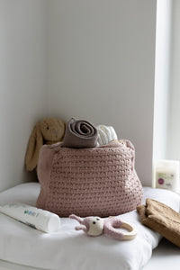 STRIKKET TOILETTASKE - LARGE - TOTE - ROSE - 30X22X11 CM