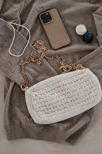 SAMPLE - KNIT BAG WITH CHAIN ​​- BEIGE MELANGE 22X11X7CM